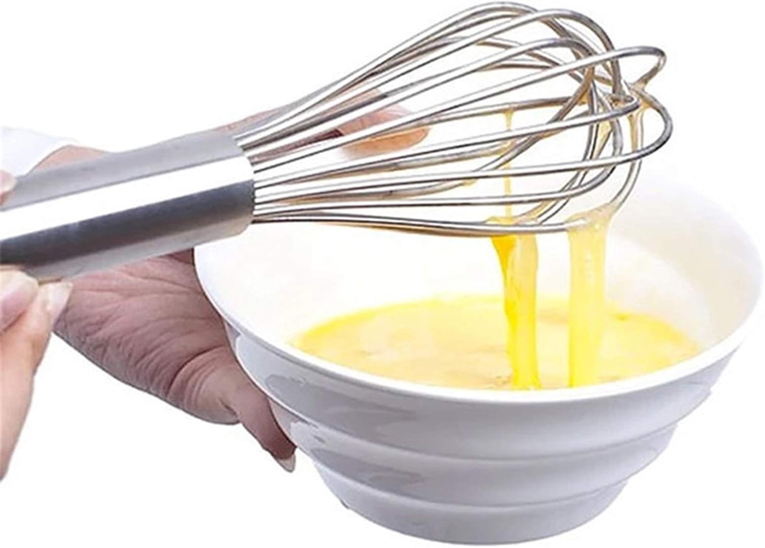 Whisks for Cooking 8/10/12 inches Stainless Steel Balloon Wire Whisk Manual Egg Beater Mixer Kitchen Baking Utensil Milk Cream Butter Whisk Mixer Whisking Whisk (Color : 10 inches) (8 inches )