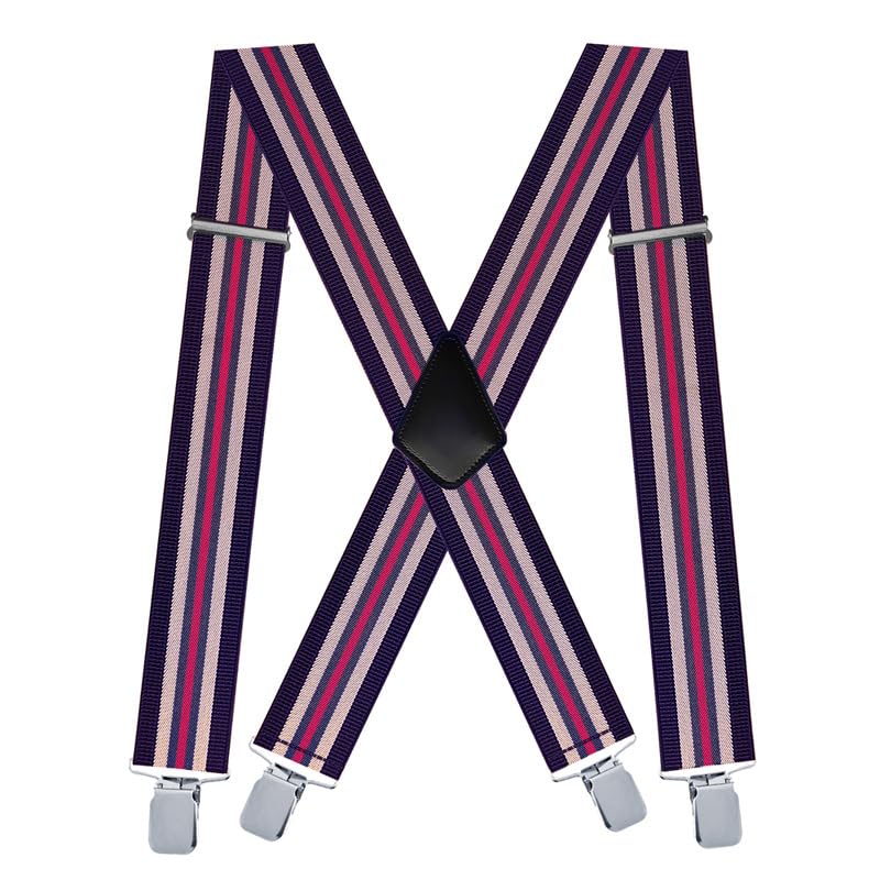 carl vinson® Men's 5CM Elastic X Shaped Adjustable Suspenders with 4 Clips for Trousers and Pants-image-32