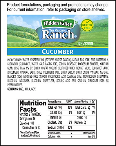 Hidden Valley Ranch Cucumber Dressing, 16 Fl. Oz. #TOP1