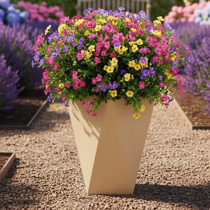 Image of Amazon Brand - Umi Diamond 24 Inch Pots for Planter & Flowers Big Size Gamla - Lightweight, Durable Outdoor & Indoor Planters, Perfect for Balcony & Terrace Gardens (Brown)