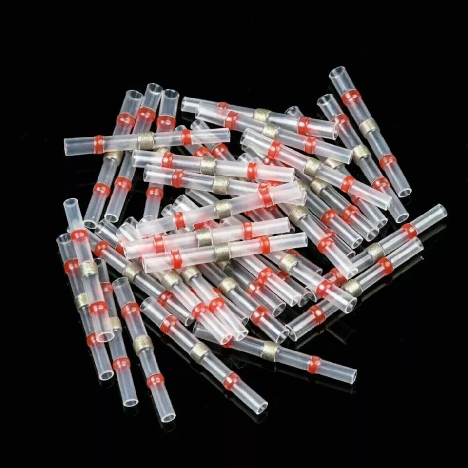 500 Pcs of Solder Seal Sleeve Heat Shrink Butt Wire Terminals Connector Red 22-18AWG