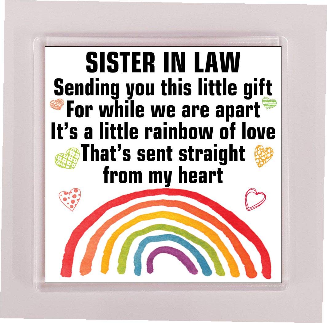 Sister in Law Rainbow Coaster Gift, I'm Sending You This Little Gift, Positive Quote, Friendship Ideal Novelty Present Mug/Cup Gift
