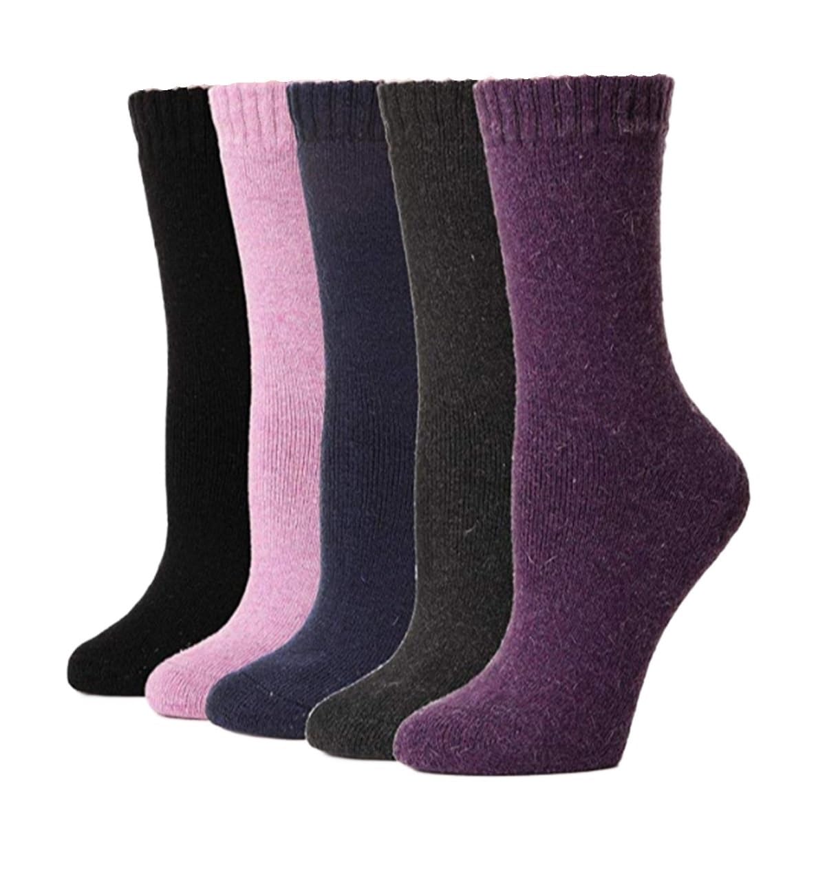 Calcetines Termicos 5 Pares De Calcetines For Senderismo, Botas Gruesas Cálidas De Invierno, Cómodas Y Suaves De Tubo Medio Calcetines Mujer Hombre(Set2)