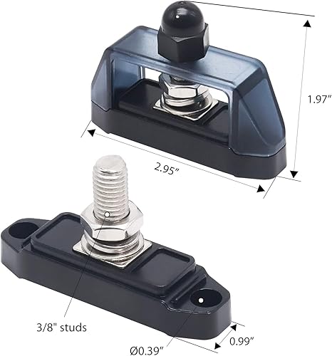 Miniatura 5 de RECOIL S1P-38 Barra colectora individual 38 "Bloque de distribución de energía con terminales de anillo Par de barras de bus rojo y negro