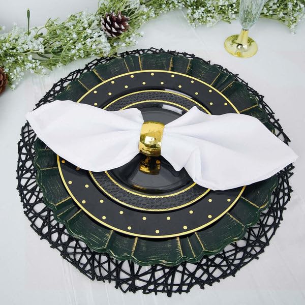 Set de 6 platos cargadores plásticos verdes esmeralda 13" miniatura 2