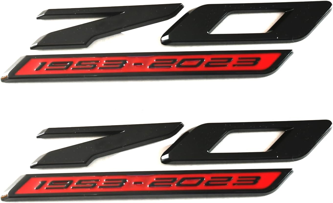 2pcs 70th Anniversary Side Emblem 3D Badges Replacement for 2020-2024 C8 Corvette Genuine GM 70th (Black Red)