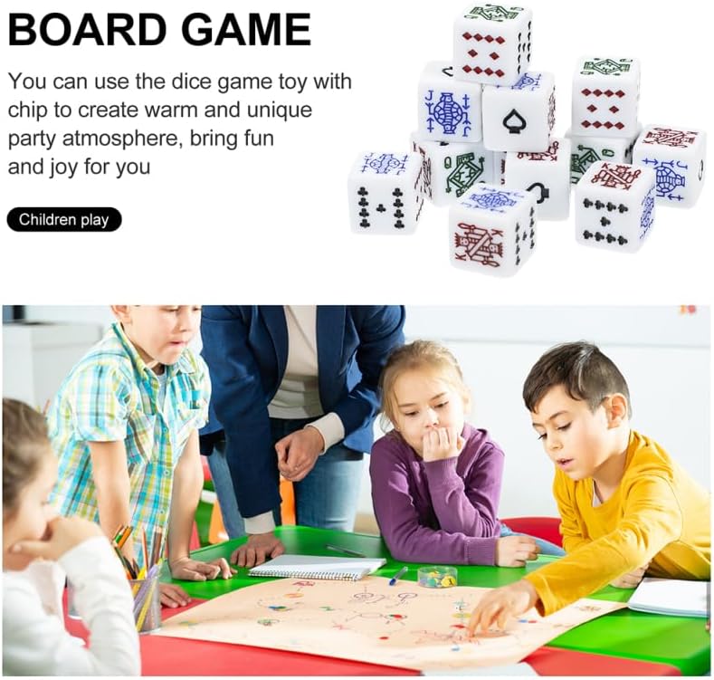 Miniatura 8 de 16 dados acrílicos blancos de póquer  Juego de dados acrílicos de 0.630 in para juegos de cartas, material ABS duradero para entretenimiento y uso