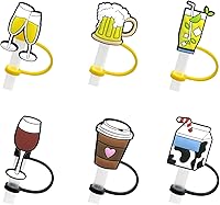 Vista 19 de 6 fundas de pajilla, cubiertas de silicona para pajilla, tapas de paja para vasos, tapones de paja portátiles a prueba de polvo para popotes de 7 a