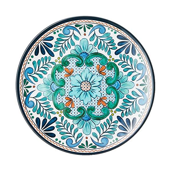 Certified international talavera melamine 12 piece dinnerware set service for 4 multicolored  urban country home decor