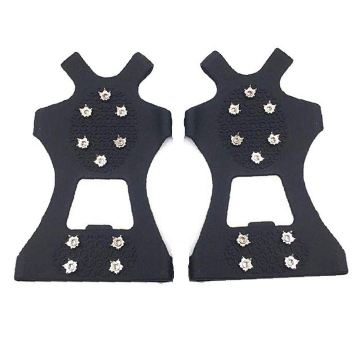 Steigeisen Eisklampen Traktion Anti-Rutsch-Schuhe Griffe Schuhe Cover Ice Spikes Wanderschuhe Steigeisen mit 10 Zähnen Schwarz M 1 Paar