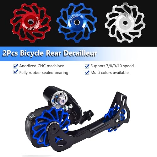 Miniatura 2 de VGEBY Rueda de rodamiento de cerámica, accesorios de polea de rodillos de rueda 1113T (11T-azul) Rueda de rueda de rueda de carretera polea de