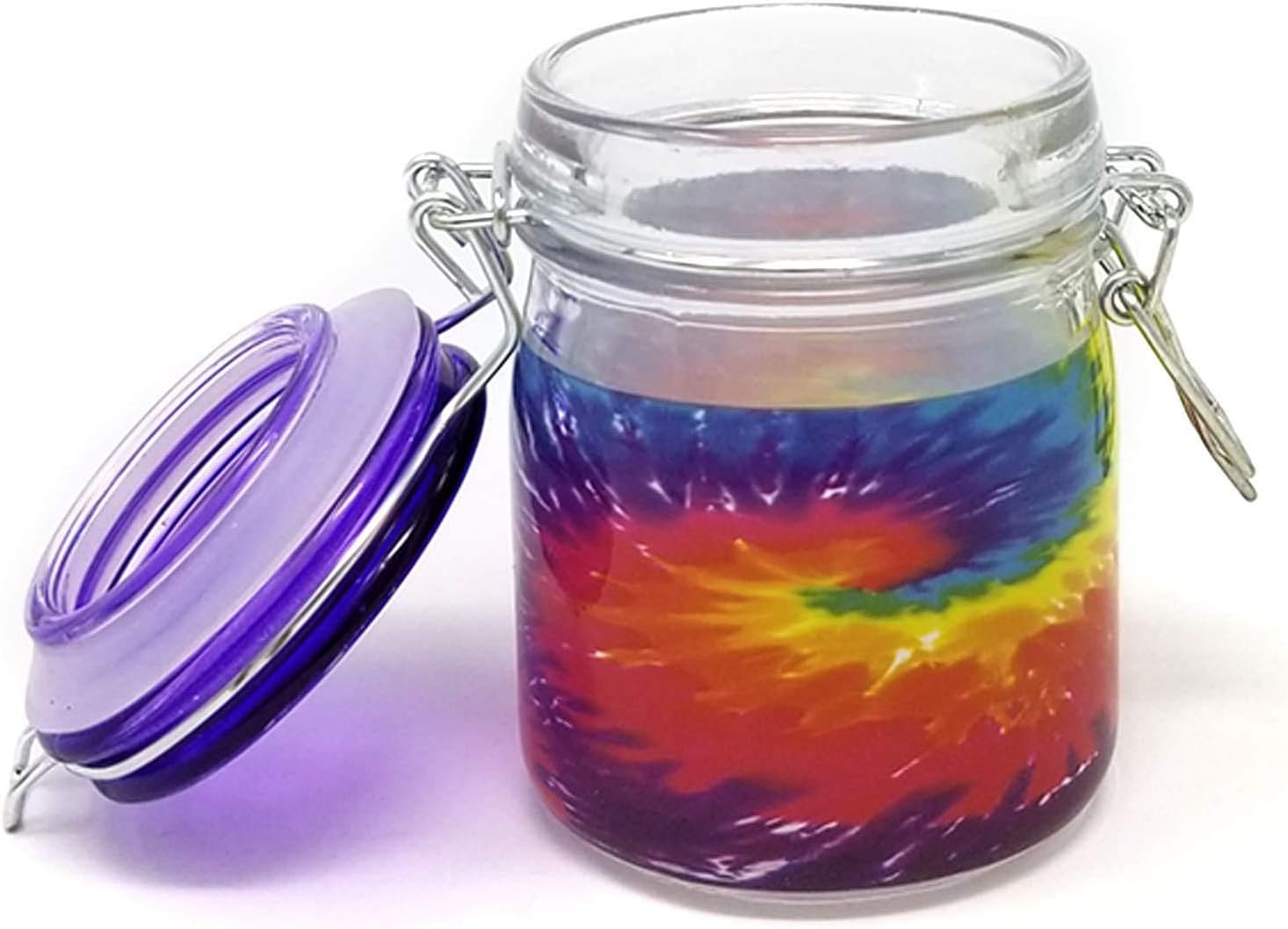 Airtight Glass Herb Stash Jar, 5oz Mason Style with Clamping Lid: Tie Dye Set of 3