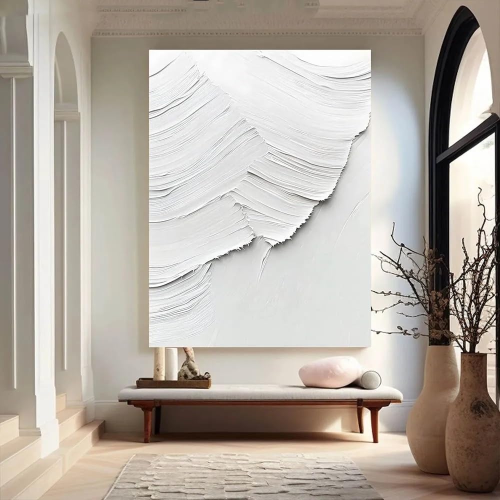 LMYSXAOZ White Grey Geometric Lines Canvas Oil Painting Abstract Posters And Prints Wall Art For Living Room Home Decoration(60x85cm)