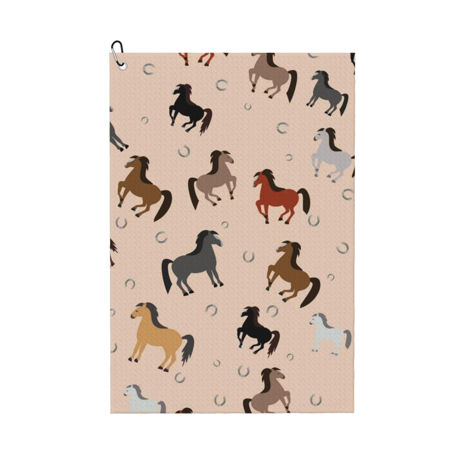Hnnkloy Colored Horse, 16x24 in Portable Waffle Golf Towels with Carabiner Clip for Golf Bag