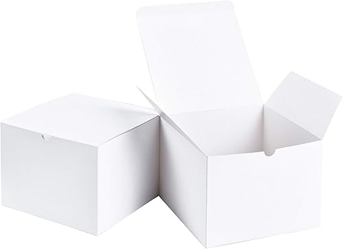SHIPKEY 10 cajas de regalo blancas con tapas de 8 x 8 x 6 pulgadas. Cajas de regalo grandes, perfectas para fiestas, bodas, Navidad, vacaciones,