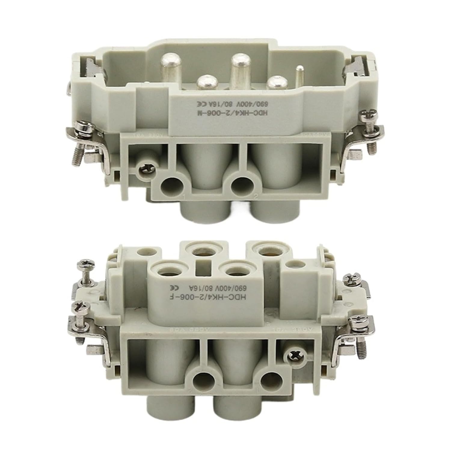 Rectangular Heavy Duty Connector HDC-HD-4/2 6 Core Pins Waterproof Industrial Tool Socket 80A+16A 500V(Lateral line)