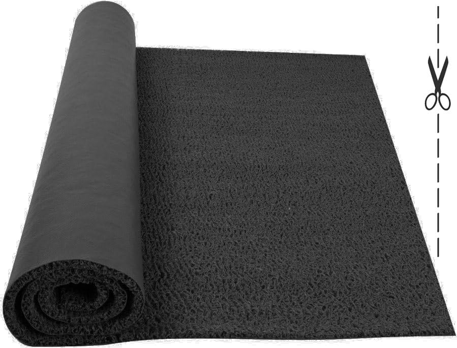 Rollo Alfombra entrada Felpudo Rizo PVC Vinilo Rizos Coil - Ancho 1,20m x 1m Largo. Espesor grosor 17mm con Base Antideslizante | Venta por metros continuos a Medida | Color Negro