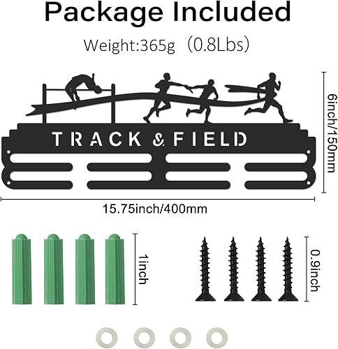 Miniatura 2 de SUPERDANT Soporte para medallas de atletismo y campo, exhibición de medallas deportivas, ganchos de hierro negro montado en la pared para más de 40
