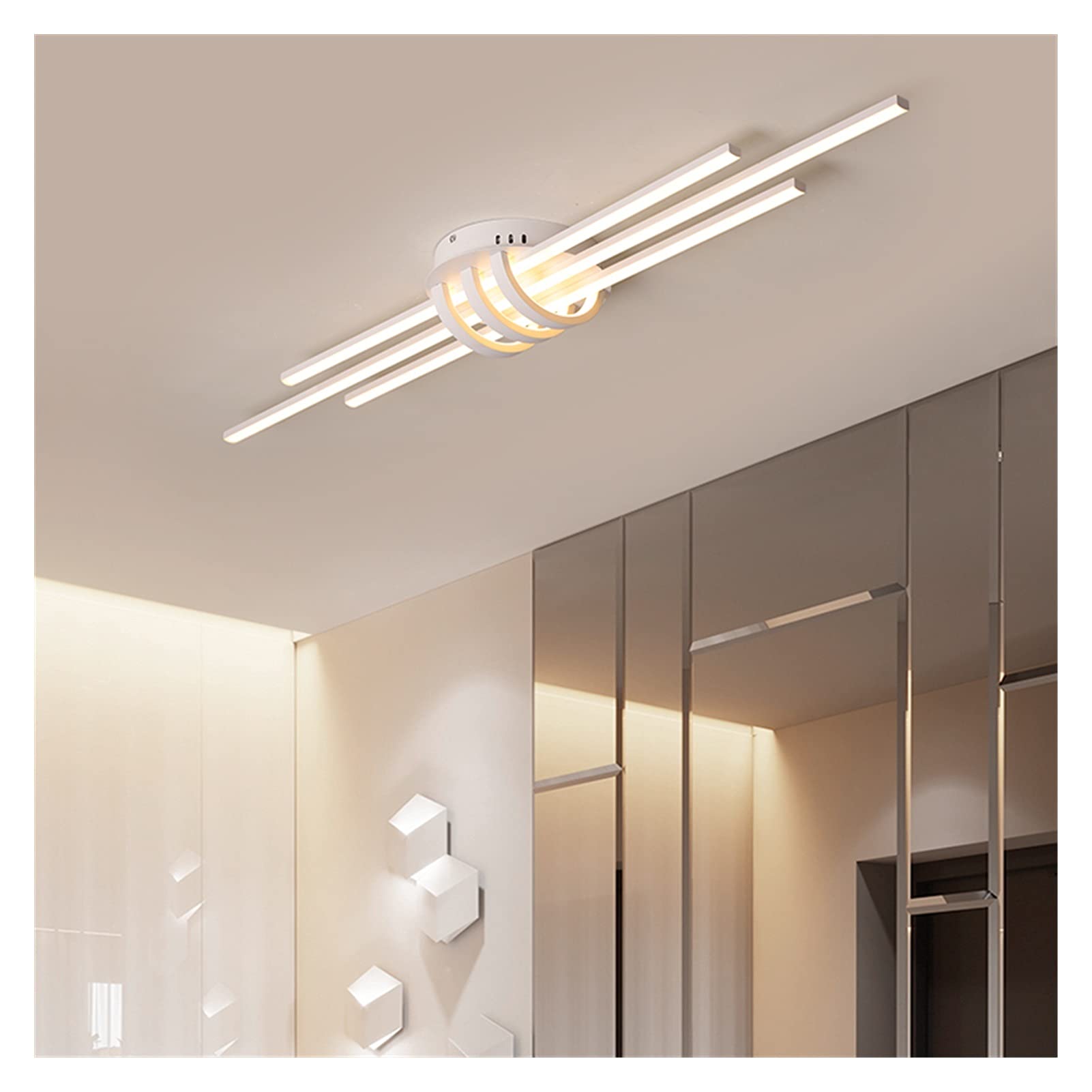 Daoke Chandelier, Modern Led Chandelier for Bedroom, Hallway, Foyer, Living Room, Matte Black/White, Led Ceiling Chandelier Accessories (Color : White110x20x10cm, Size : Warmwhite)