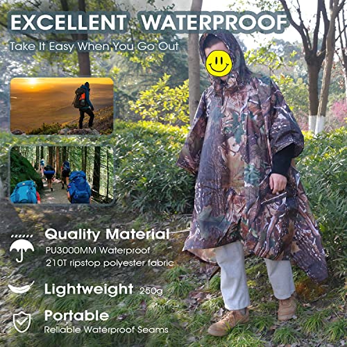 Cosmine Hooded Rain Poncho for Adult, Waterproof Lightweight Unisex Raincoat for Hiking Camping Emergency2