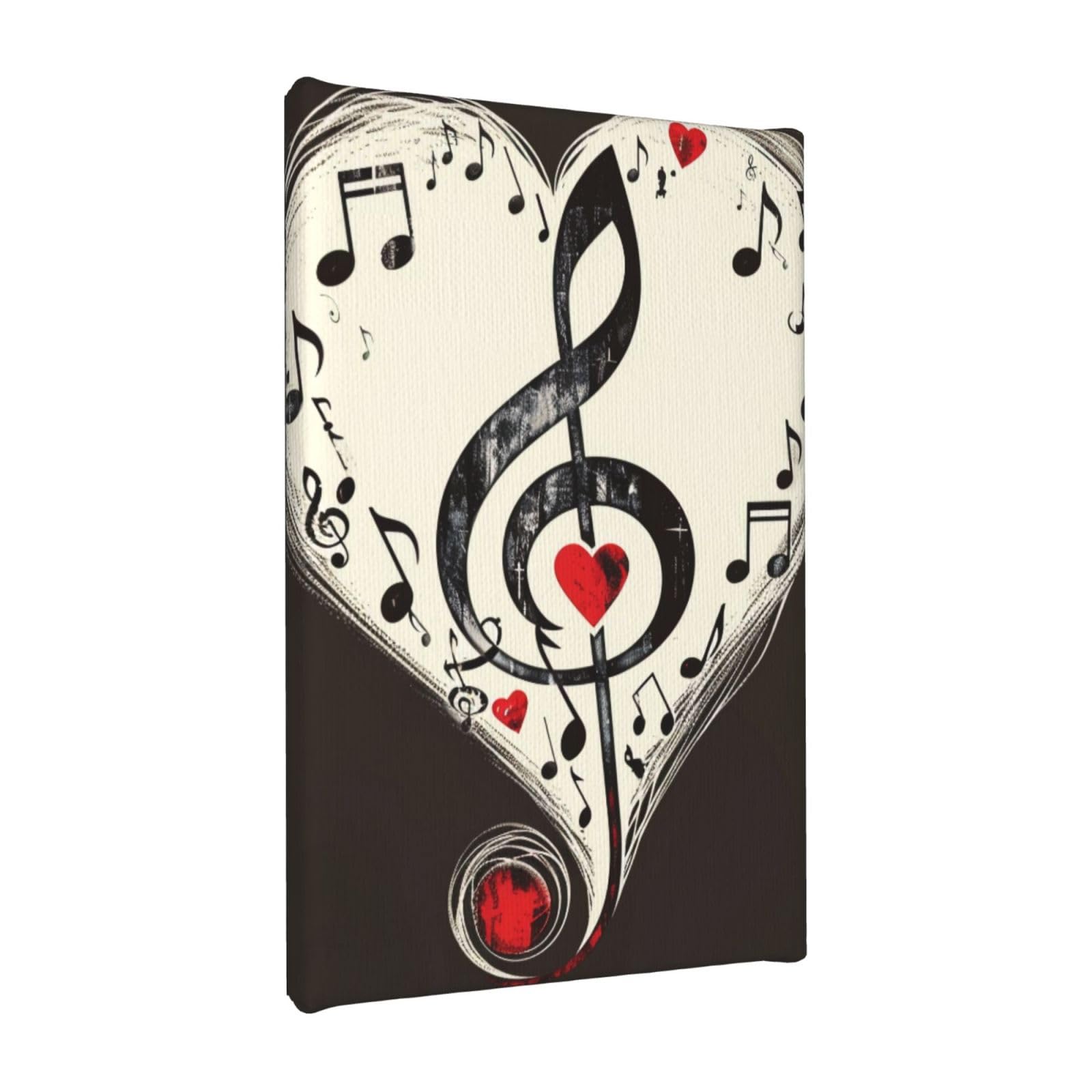 YKLJG Music Symbols Love Printed Wall Art Canvas Painting 20x30 CM Wooden Framed Picture Painting Artwork Prints for Bedroom Kitchen Home Office Decor