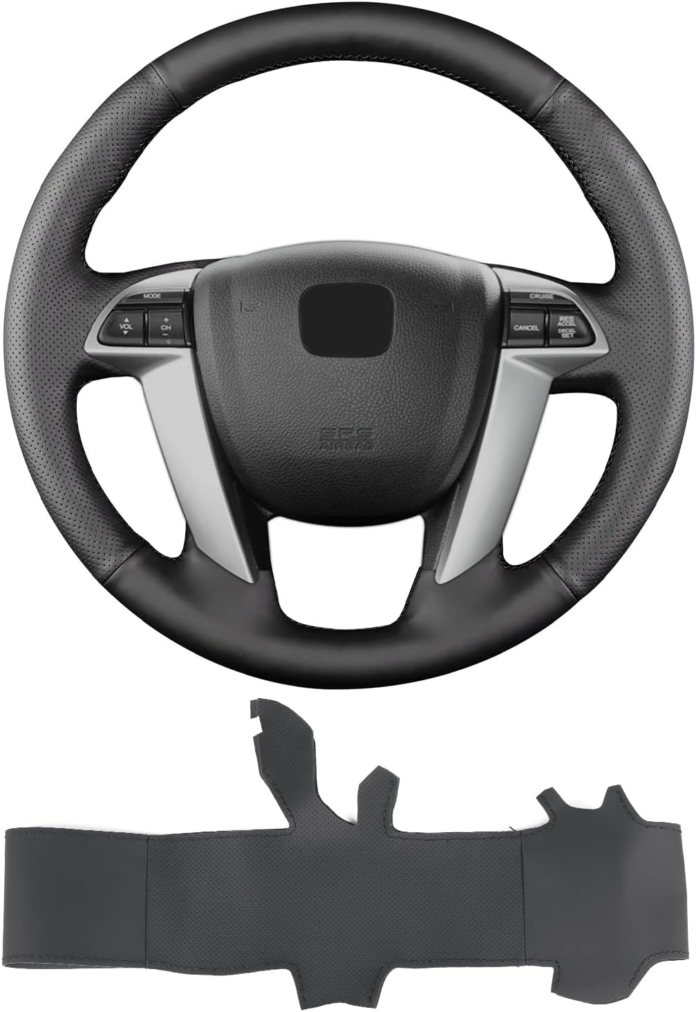 Hand-Stitch Steering Wheel Cover on Wrap with Microfiber Leather Fit for Honda 2008 Accord LX-P EX EX-L V6 Sedan/2009 2012 Pilot/2011 Accord/2011 2012 Odyssey/2014 Odyssey Touring Elite