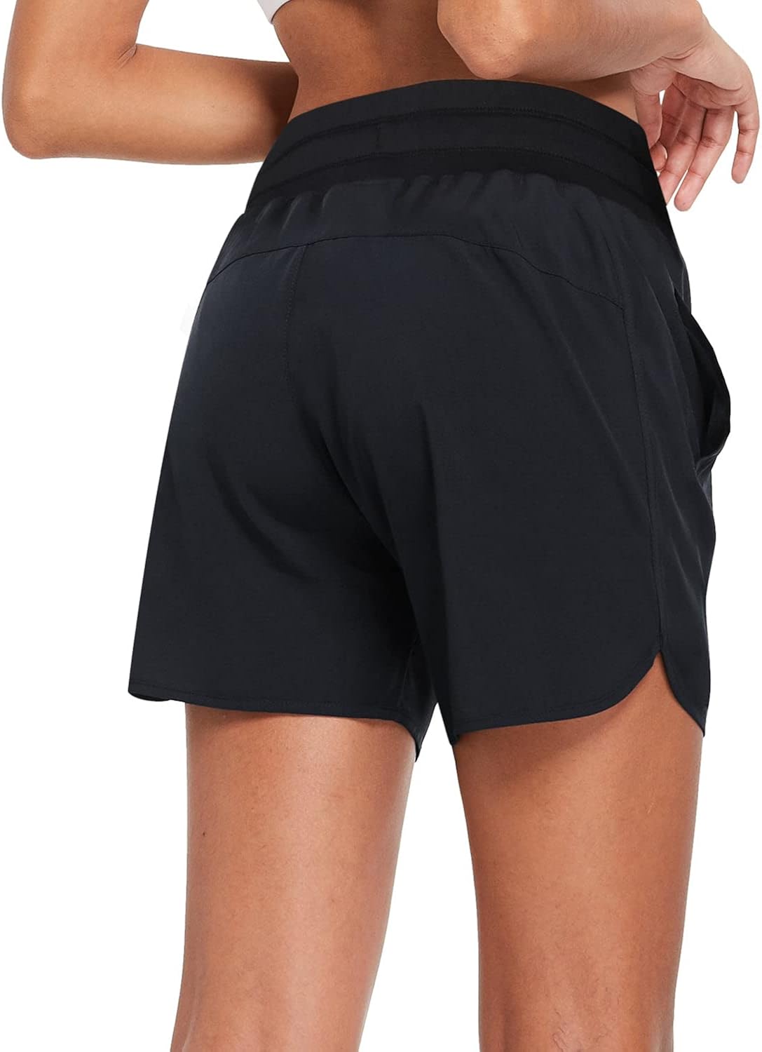 BALEAF Women's 5" Long Running Shorts with Liner Drawstring Zipper Pockets for Athletic Workout Gym