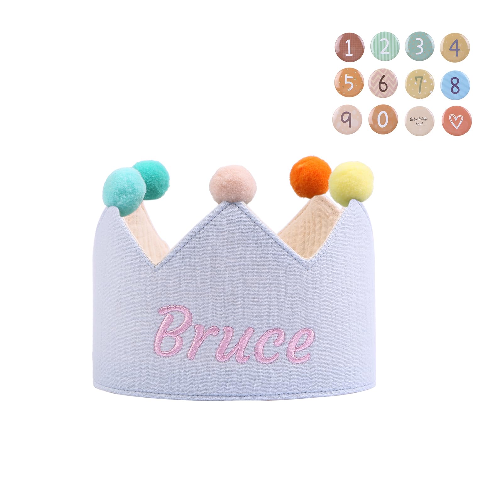 LoLaTide Personalised Birthday Crown for Kids Reusable Birthday Baby Crown with 0-9 Number Replacement Decoration Birthday Decorations for Boy and Girl (azure)