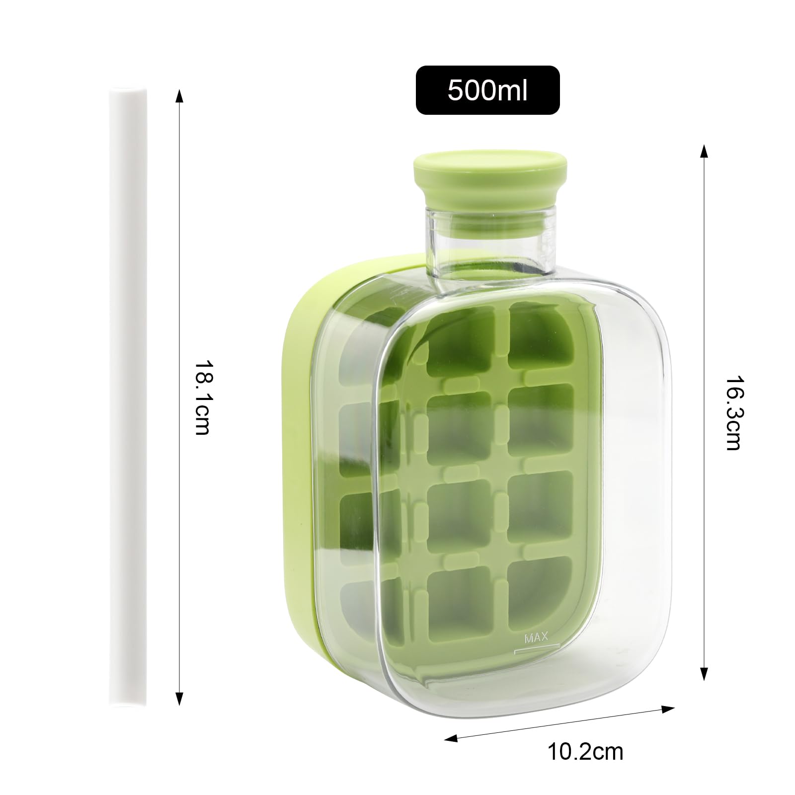 Ice Cube Bottle with Lid and Container - 2 w 1 foremka na kostki lodu do napojów, kawy