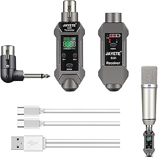 DULING Microphone Wireless System,Transmitter Receiver Wireless Microphone Adapter | XLR Transmitter and Receiver for Dynamic Microphone Audio Mixer