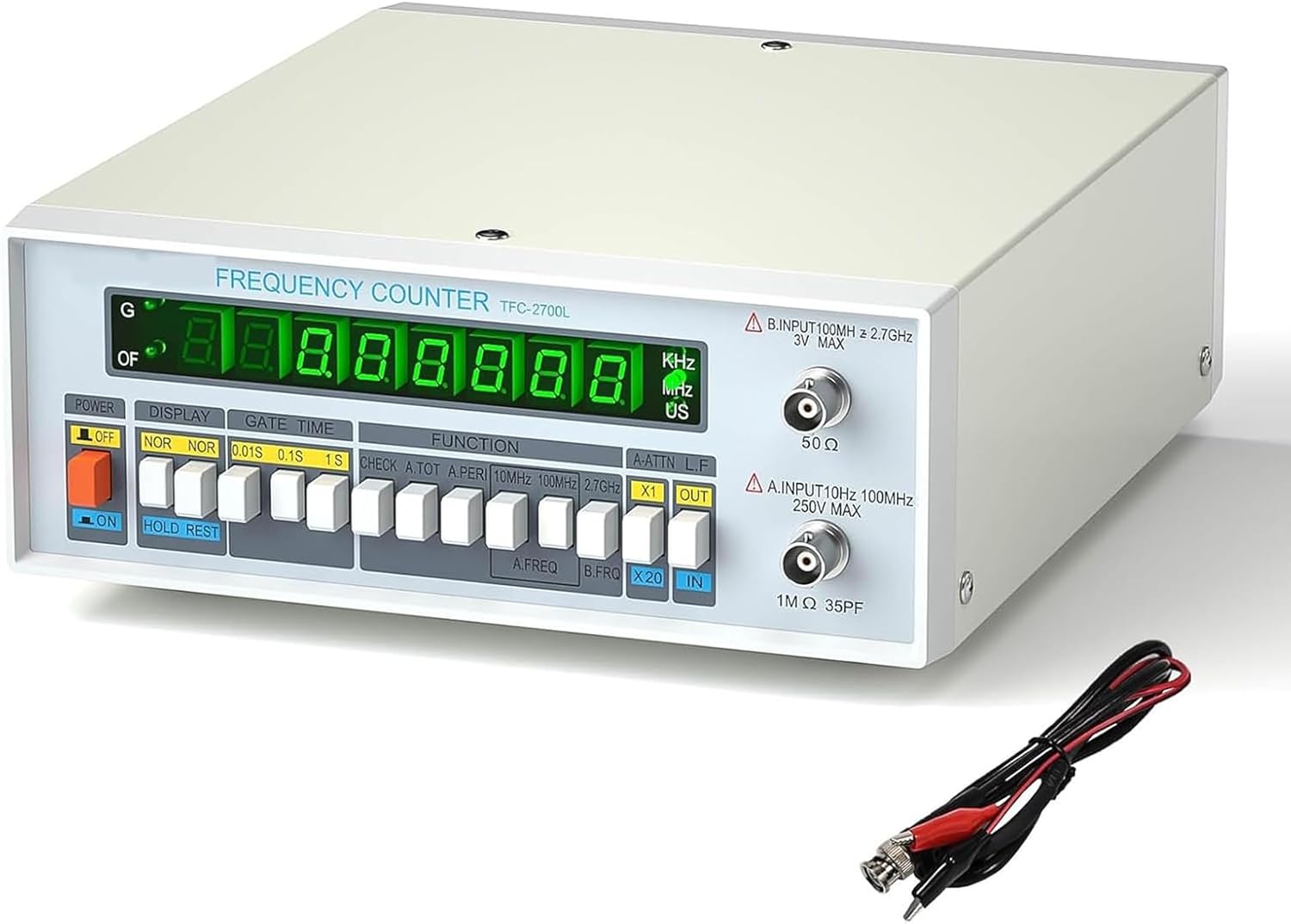 High Precision Frequency Counter, Digital Frequency Meter 100MHz-2.7GHz, LED Display, Stable for Lab & Equipment, Multifunctional Tester for Maintenance