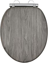 AQUALONA® Luxury Grey Oak Effect Toilet Seat - Soft Close MDF Moulded Wood Seat with Quick Release Button and Durable Hinges - Comfortable, Easy to Clean and Install with Universal Fittings