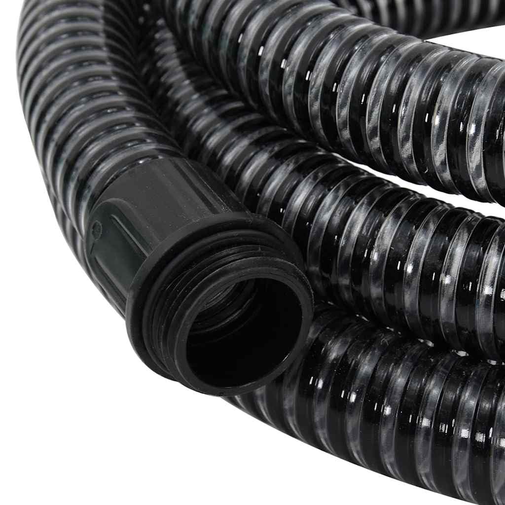 vidaXL Saugschlauch, Gartenschlauch mit Messing-Anschlüssen, Saugschlauchgarnitur Ansauggarnitur für Gartenpumpen Hauswasserwerke, Schwarz 1,1" 3m PVC