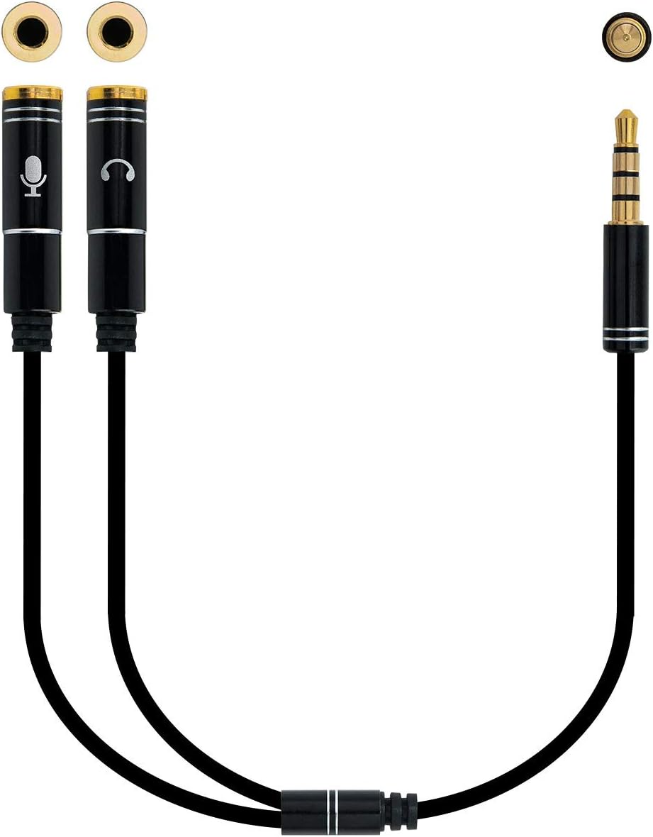 Nanocable 10.24.1202 Adapter Cable Audio Jack 3.5 M 4 Pins 2 x Jack 3.5 / H 3 Pins Black 30 cm S
