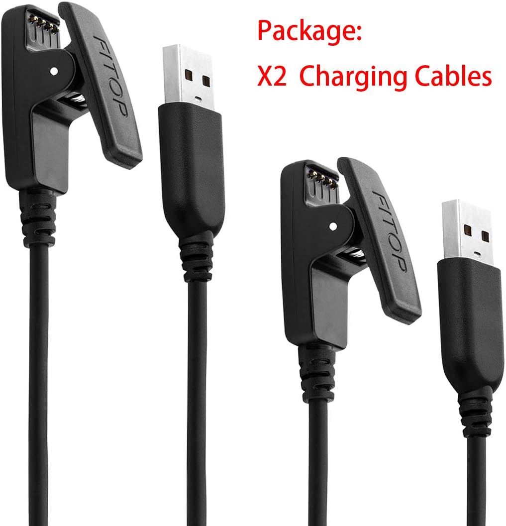 2Pack Charging Cable Compatible with Garmin Lily/Lily2/Approach S20/G10 Forerunner 235/35/64/230/630/645/645 Music/735XT/Vivomove HR Watch（120cm+120cm）
