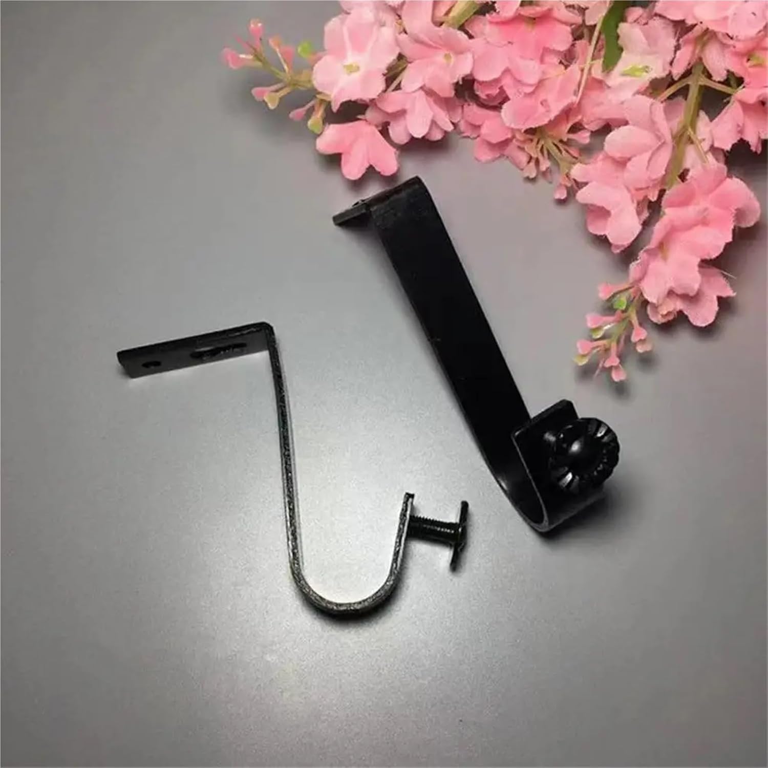Closet Rod Brackets 10Pcs Ceiling Curtain Rod Bracket with Mounting Screws Black Drapes Pole Bracket for Closet Bathroom(28mm)