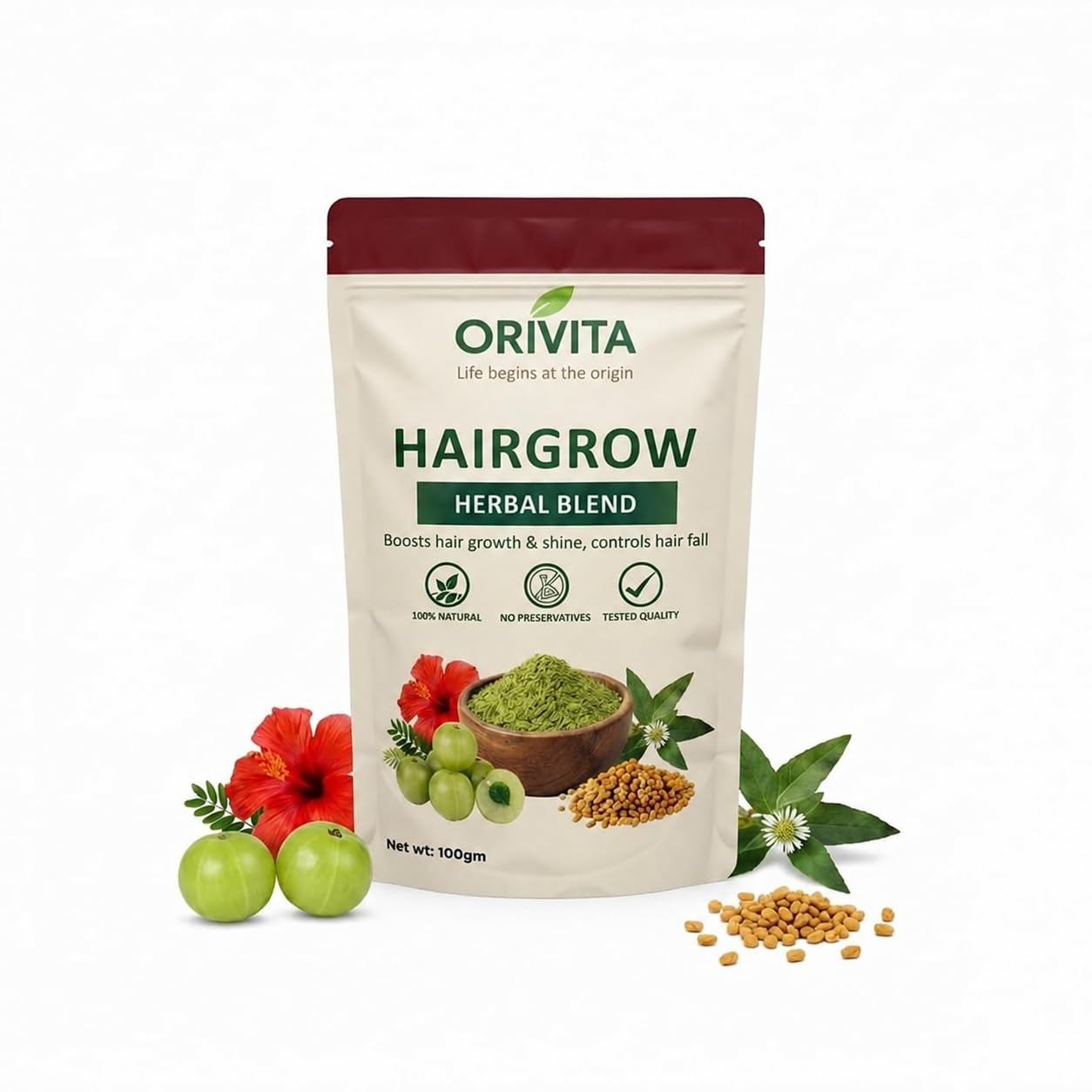 Hairgrow Herbal Blend Powder for Hair Growth & Hair Fall Control | Ayurvedic Hair Mask with Amla, Bhringraj, Hibiscus & Methi | Chemical-Free | 100% Natural | 200g (Pack of 1)-picture-10