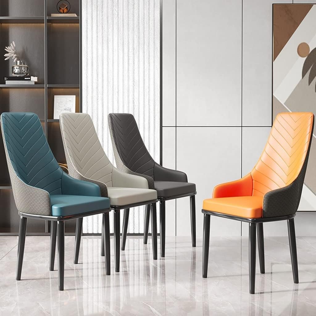 Juego de 6 sillas de Comedor de Cocina de Cuero sintético, Modernas, con Respaldo Alto, Asiento Acolchado Suave y Patas de Metal de Acero al Carbono Resistentes.(Orange)