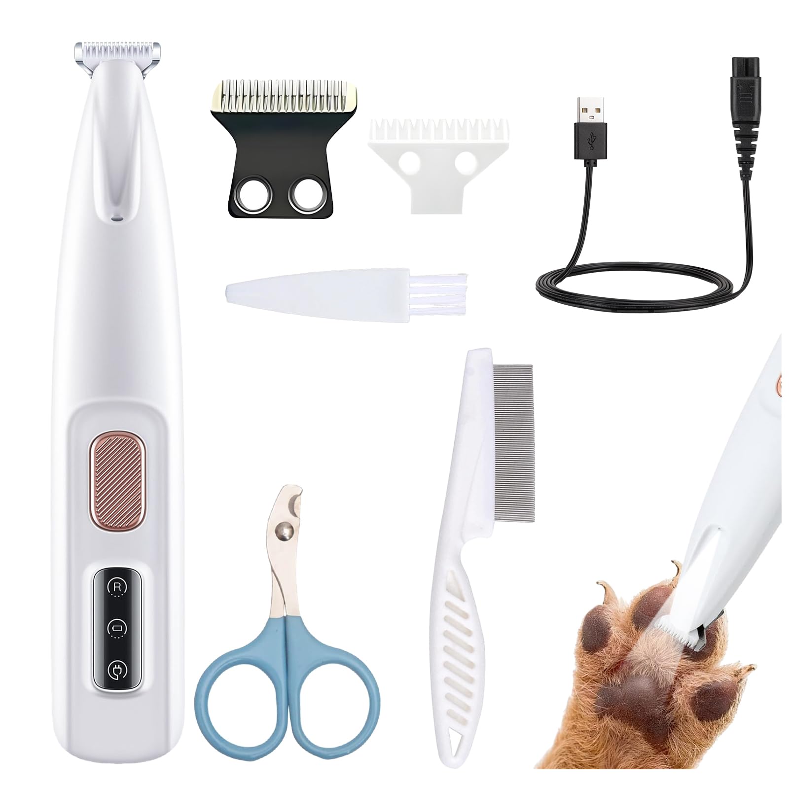Pet Paw Trimmer, 3 in 1 Electric Dog Trimmer