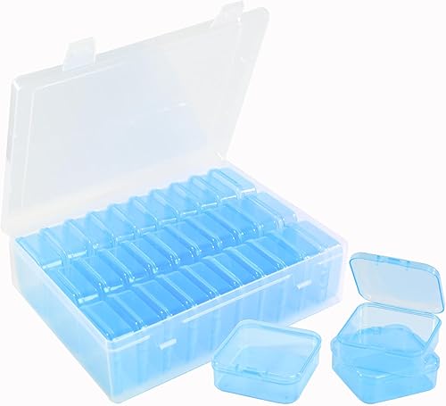 Miniatura 11 de Juego de cajas de almacenamiento de plástico transparente de 20 piezas, organizador de manualidades de tamaño mediano con tapas, contenedores de