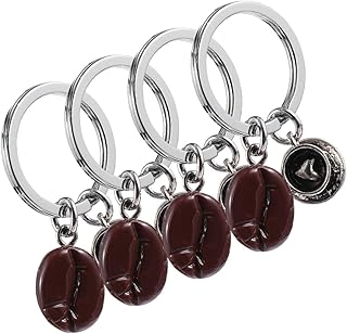 Milisten 4pcs Creative Heart Shaped Coffee Bean Keychains fo