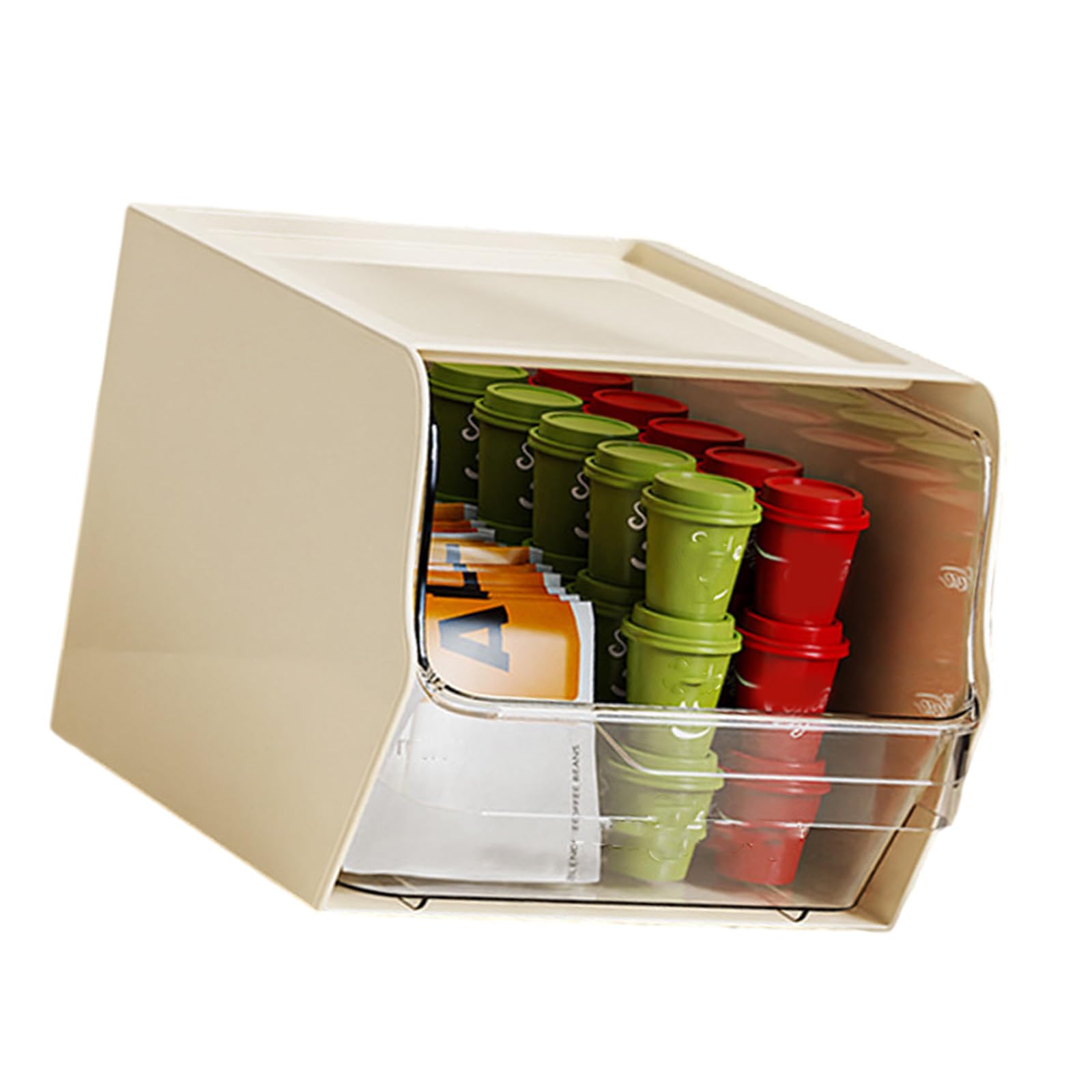 Shurhome Multifunctional PP Teabag Shelf Clear Window Designs Stackable Desktop or Wall Storage for Snacks and Coffee Kitchen Countertop Storage Solution
