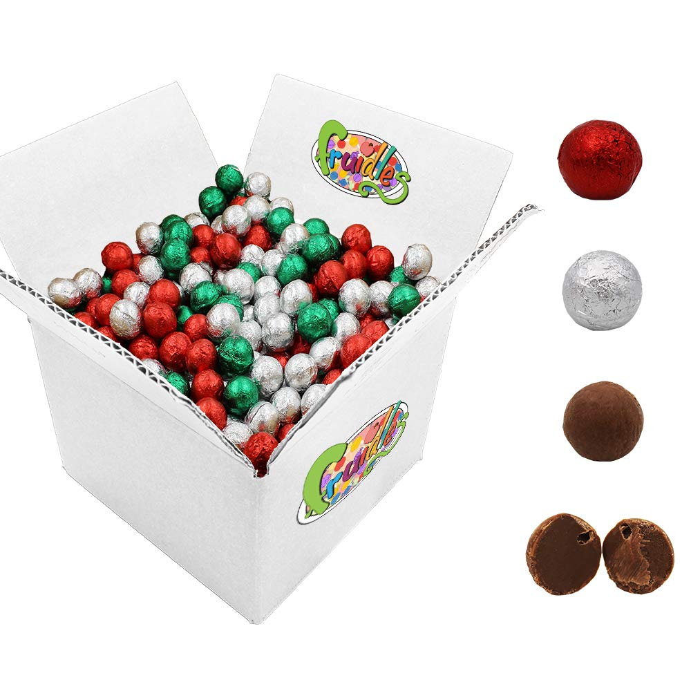 (Best By 02/12/2026) Fruidles Christmas Milk Chocolate Balls Party Bag Fillers, Individually Wrapped Foils, Resealable Bag, Kosher Certified Dairy - Bulk (5 Pounds)