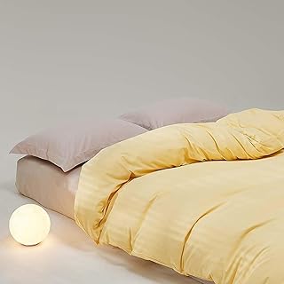 JIANINGHOME Juego de ropa de cama de 180 x 200 cm, color amarillo, juego de funda de edredón de microfibra lisa, tamaño King
