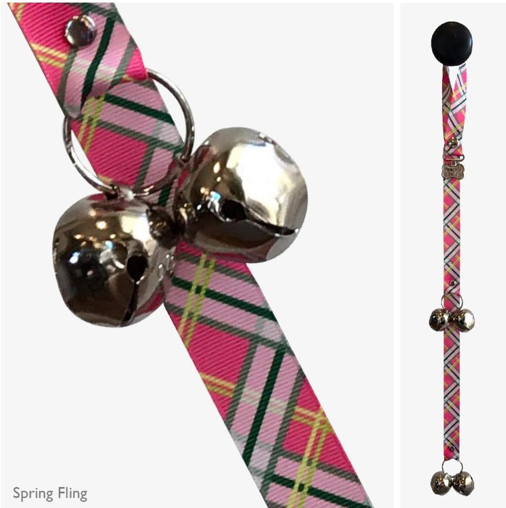 Original Handcrafted Potty Training Dog Doorbell – Excellence in Craftsmanship, One Size Fits All, Trainer-Recommended for 20+ Years, Made in USA, Spring Fling Plaid