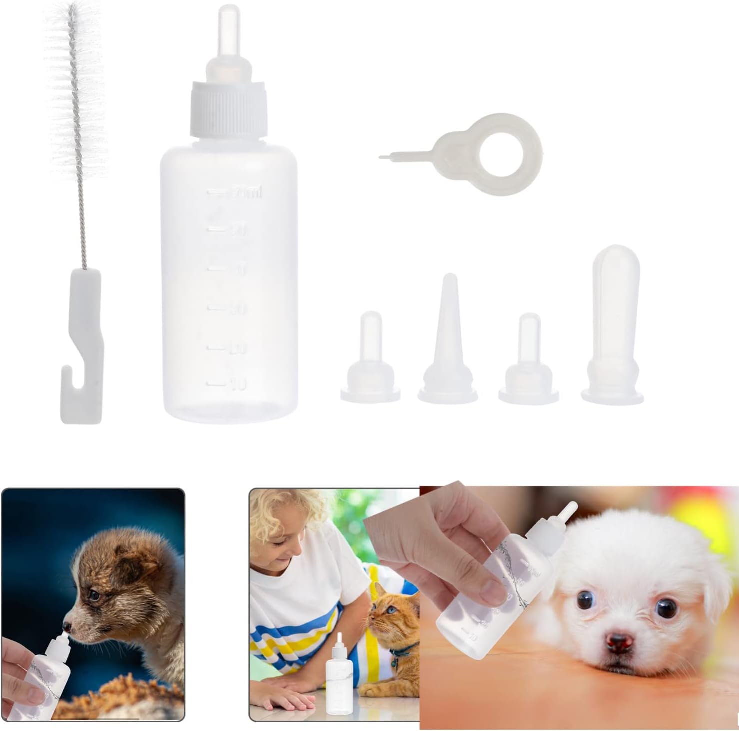 2sets Pet Feeding Bottle for Dogs and Cats Nursing Bottle and Feeder Safe Portable for Outdoor Use