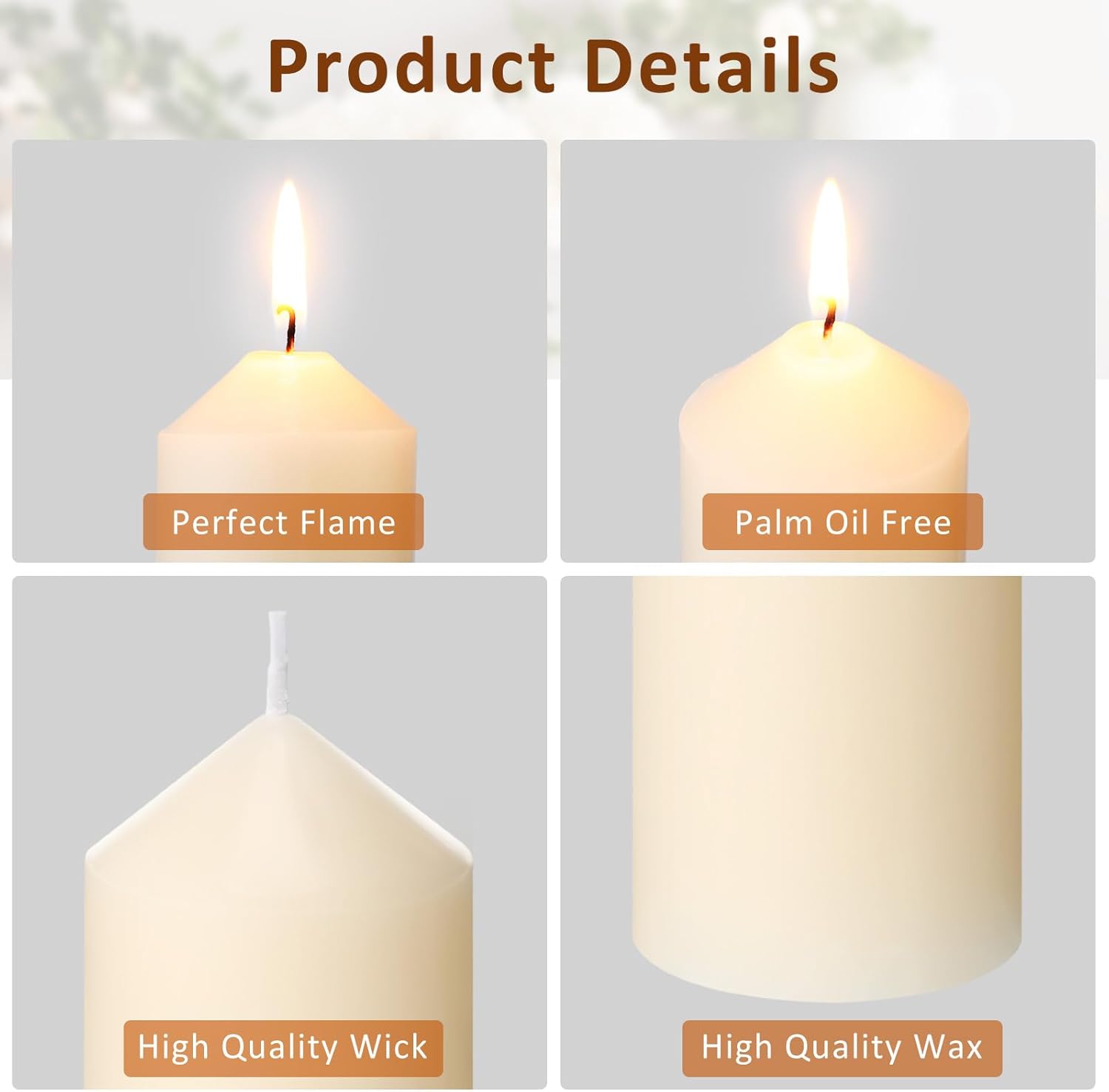 MTLEE 40 Pcs Ivory Pillar Candles Bulk 2 x 6 Inches Dripless Unscented Wax Long Burning Smokeless Clean Burning Decorative Candles for Weddings Parties Dinners Spa Bath Home Decor