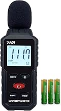 Medidor de nivel sonoro digital, portátil, 30 dB hasta 130 dB, con pantalla LCD A/C, peso para talleres de bricolaje, color negro