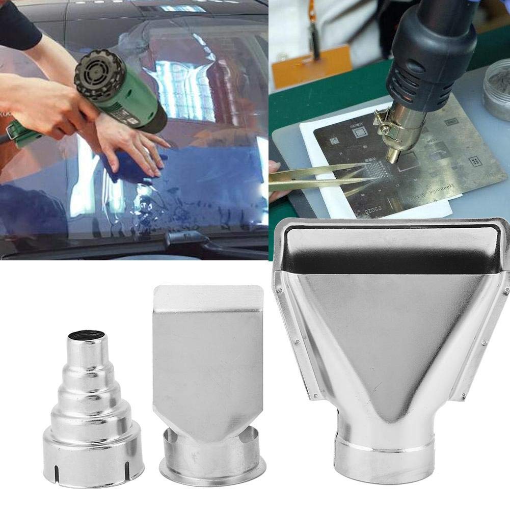 3Pcs Air Gun Nozzle, Necked Long/Flat/Wide Flat Air Welding Nozzle Heat Gun Accessories, for Hot Air Gun Soldering Station Nozzle Repair Tool