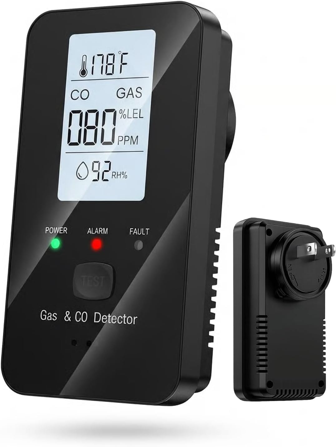 4-in-1 Detector with HD Screen, Home, Apartment, Hotel, Camping RV (Black)